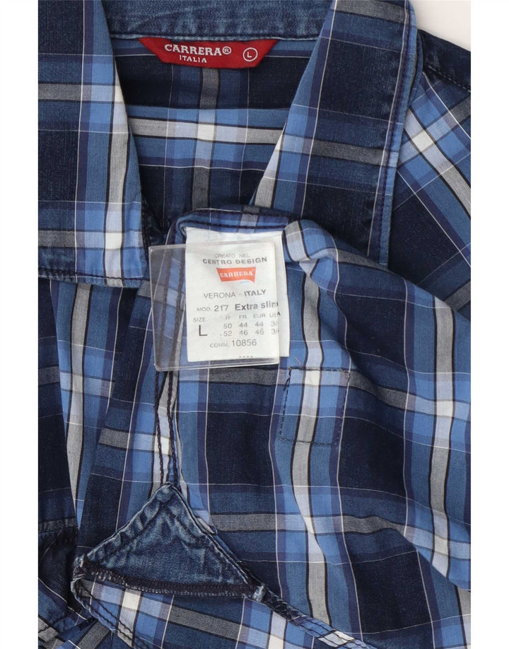 Camicia Carrera da uomo extra slim fit a quadri blu grandi