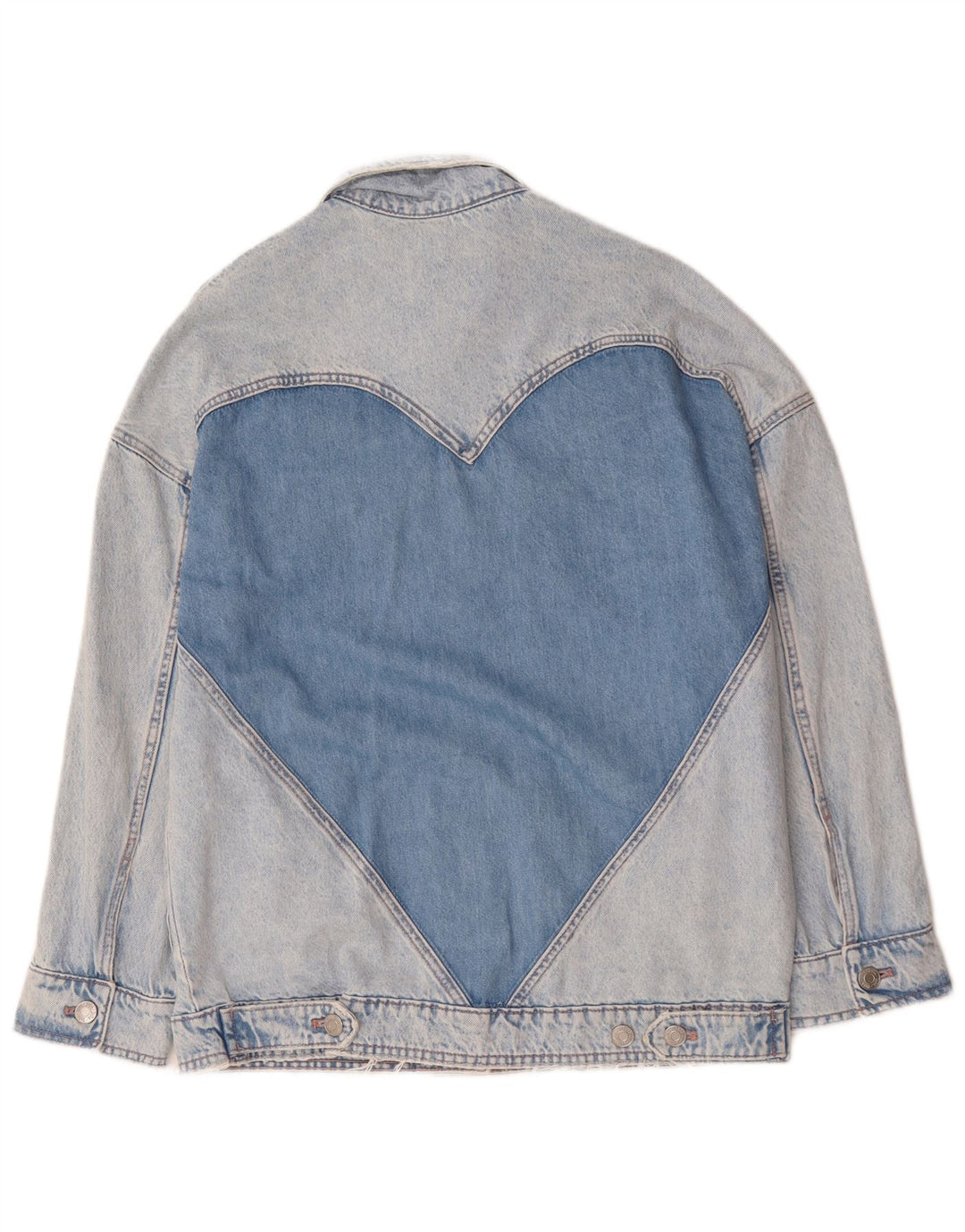 Giacca di jeans oversize da donna Zara UK 10 piccola in cotone color block blu
