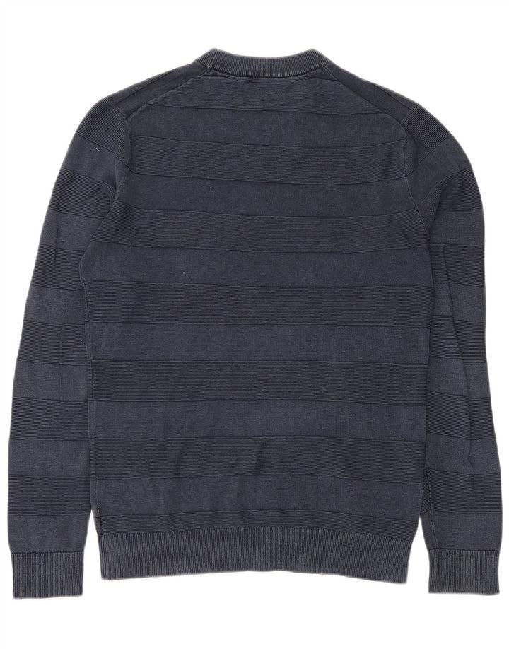 CALVIN KLEIN Maglione maglione girocollo da uomo piccolo in cotone a righe blu navy