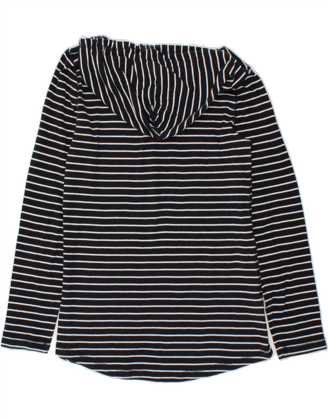 EDDIE BAUER Womens Hooded Top Long Sleeve UK 14 Medium Navy Blue Striped Vintage Eddie Bauer and Second-Hand Eddie Bauer from Messina Hembry 