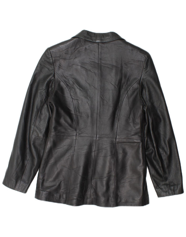 Lavorazione Artigianale Giacca in Pelle da Donna UK 12 Media Pelle Nera