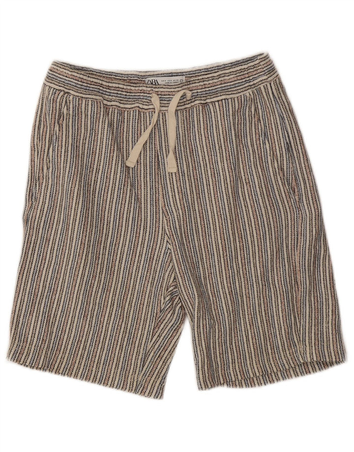Pantaloncini chino da donna Zara piccoli W30 in cotone a righe multicolori