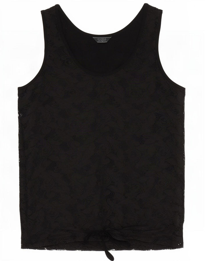 Guess Canottiera in pizzo da donna UK 14 Viscosa floreale nera media