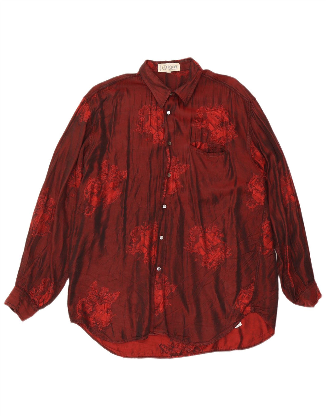 Camicia CLINIQUE da uomo di Riccardo Bini Acetato floreale bordeaux medio