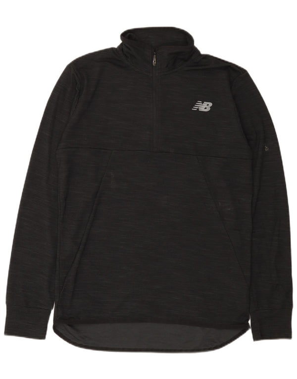 Top da tuta pullover con zip e collo da uomo New Balance, poliestere nero medio