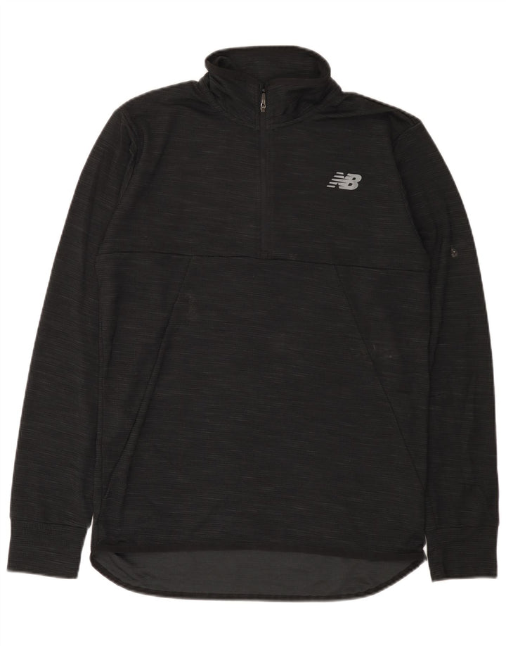 Top da tuta pullover con zip e collo da uomo New Balance, poliestere nero medio