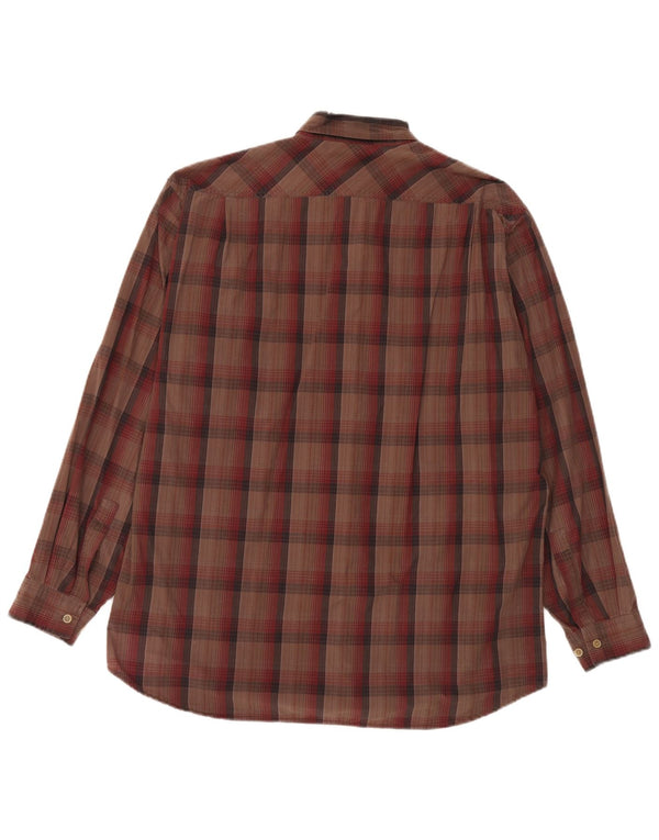 Camicia da uomo Marlboro Classics XL in cotone a quadri marrone