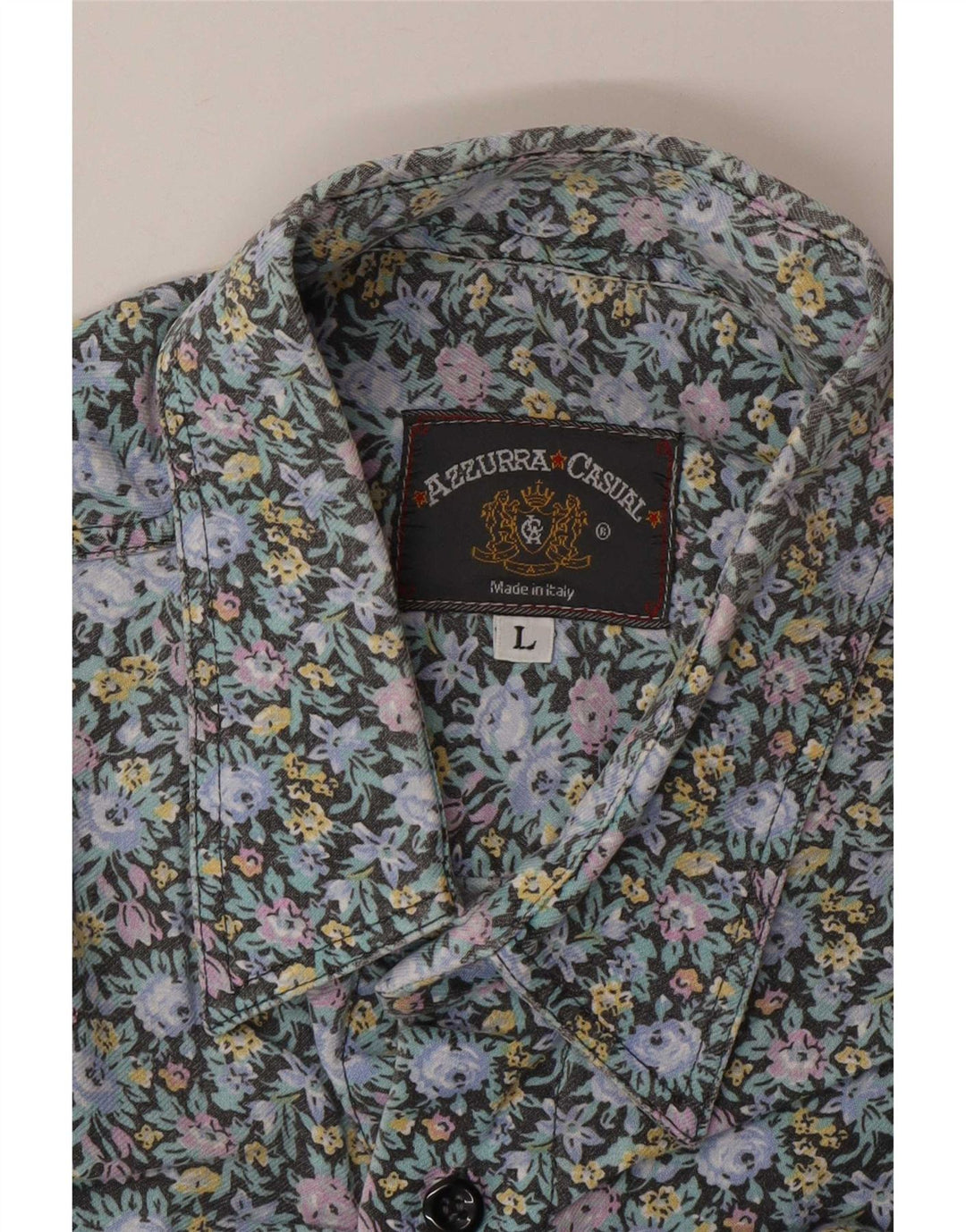Camicia Azzurra Uomo Grande Floreale Multicolore