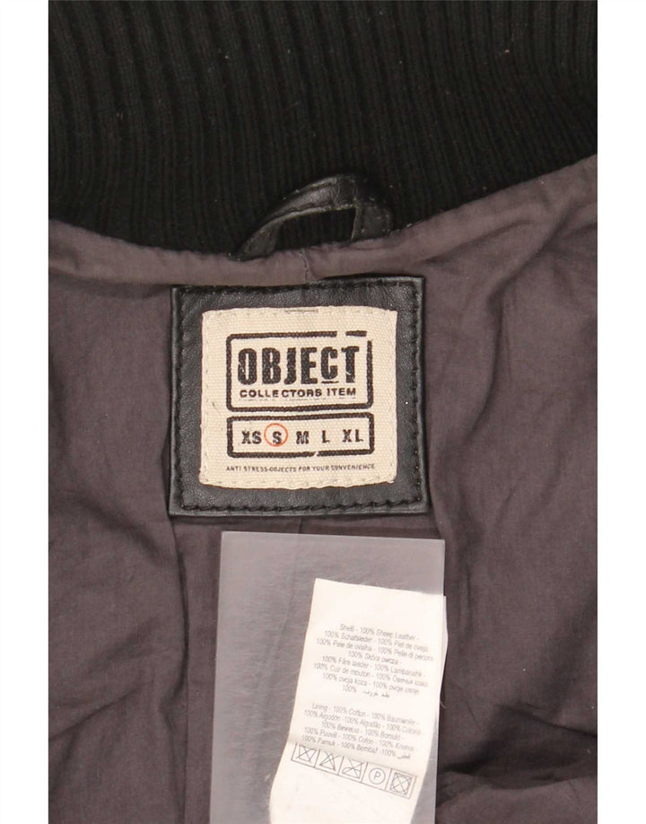 Giacca in pelle da donna Object UK 10 piccola in pelle nera