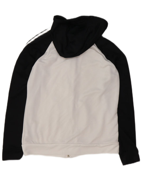 Maglione con cappuccio e zip da donna ADIDAS UK 16 Large Bianco Colourblock Poliestere