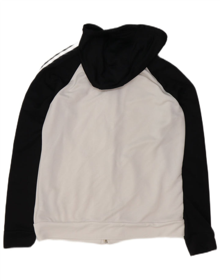Maglione con cappuccio e zip da donna ADIDAS UK 16 Large Bianco Colourblock Poliestere