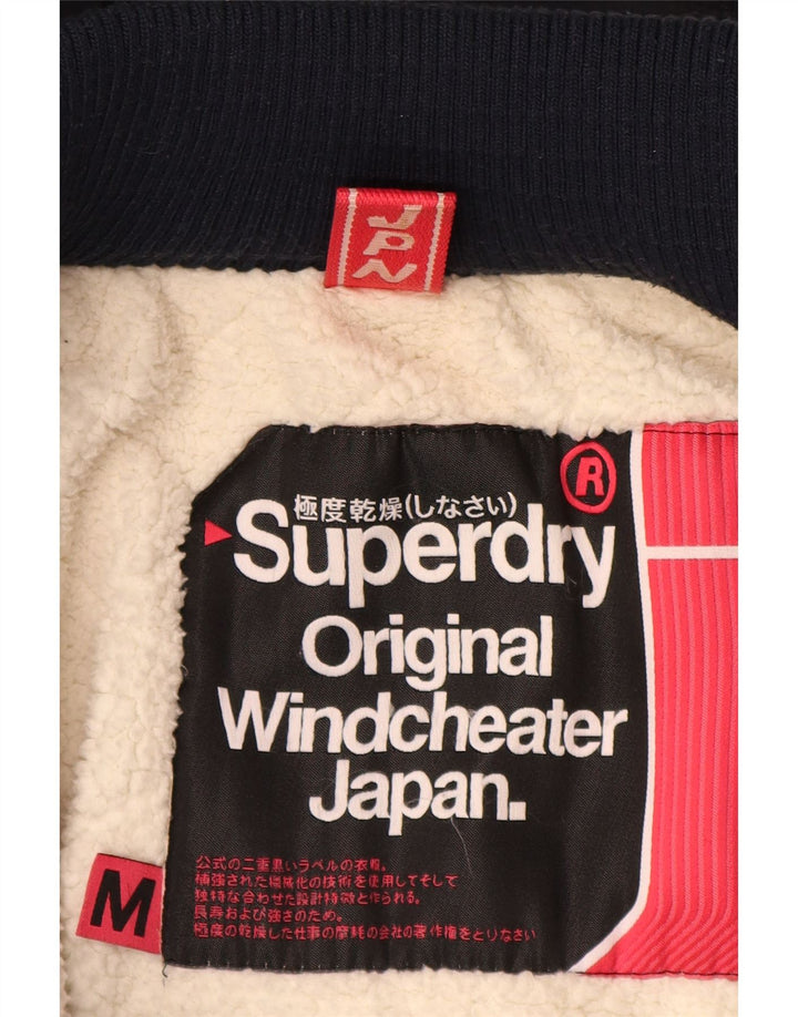 Giacca a vento Sherpa con cappuccio da donna Superdry UK 14 medio blu navy