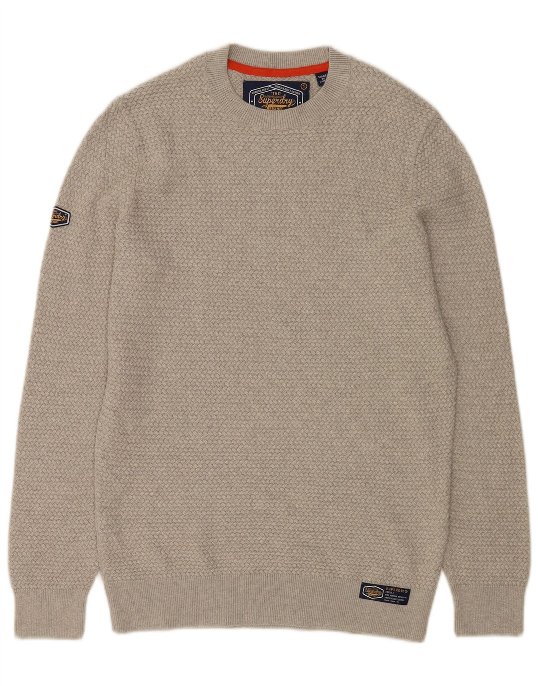Maglione maglione girocollo da uomo Superdry in cotone grigio medio