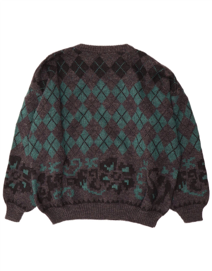 Maglione Gala da uomo con scollo a barca XL Grigio Argyle/Lana diamante
