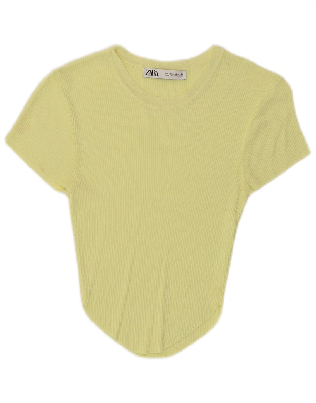Top corto a maniche corte da donna Zara UK 4 XS giallo