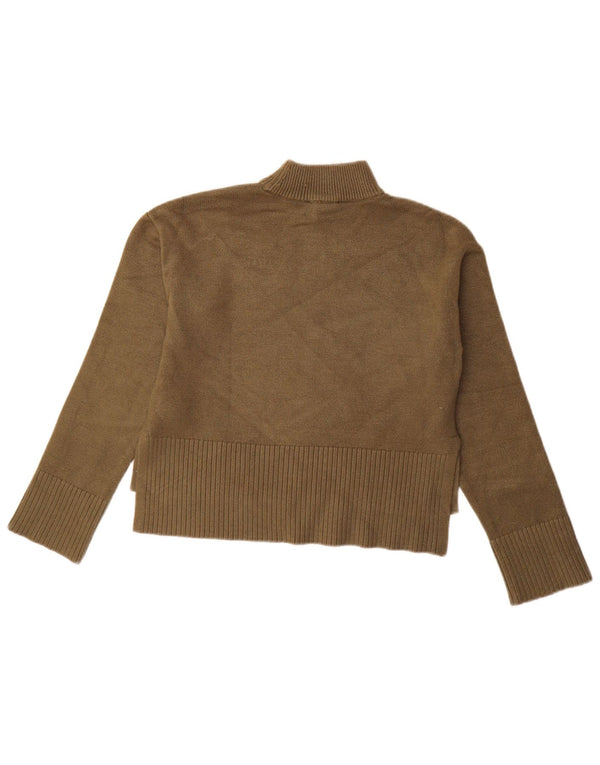 Maglione maglione a collo alto da donna Dkny UK 6 XS Rayon kaki