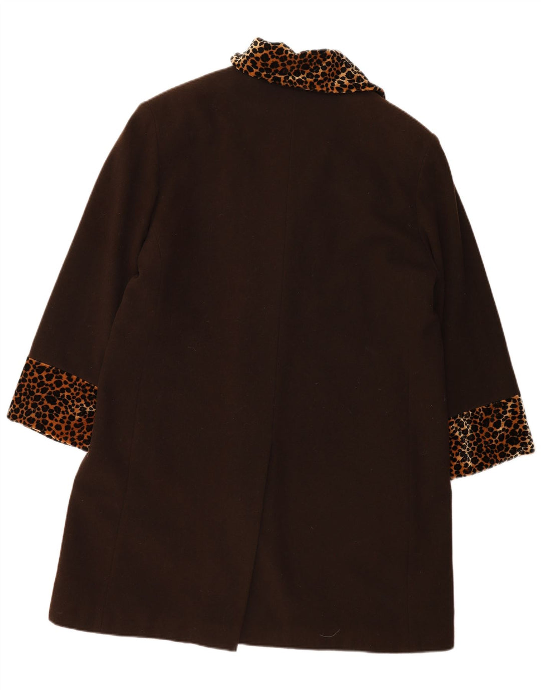 NICOWA Womens Double Breasted Coat UK 18 XL Brown Animal Print Cashmere