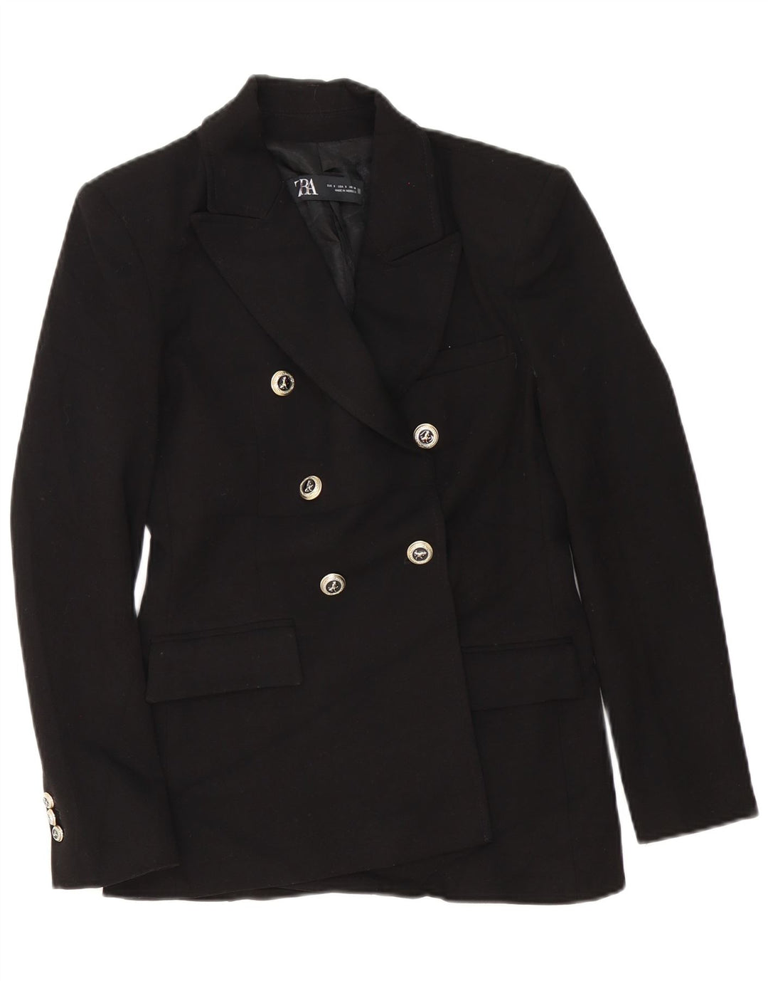 Giacca blazer doppiopetto da donna Zara UK 10 piccola poliestere nero