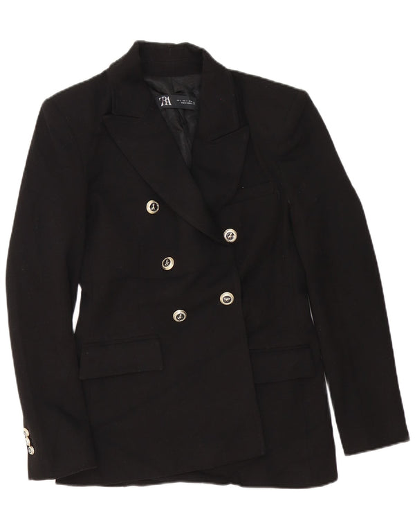 Giacca blazer doppiopetto da donna Zara UK 10 piccola poliestere nero