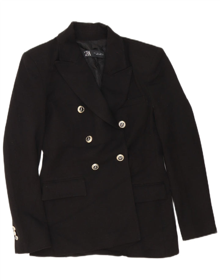 Giacca blazer doppiopetto da donna Zara UK 10 piccola poliestere nero