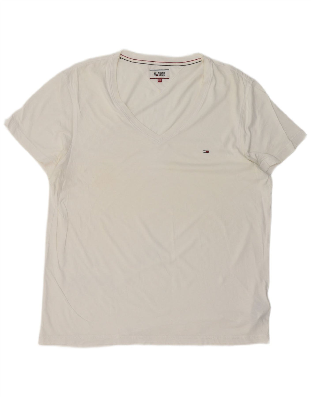 TOMMY HILFIGER T-shirt da uomo Top 2XL cotone bianco