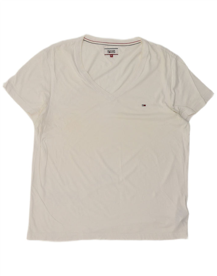 TOMMY HILFIGER T-shirt da uomo Top 2XL cotone bianco