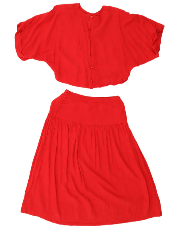 Set gonna vintage oversize in 2 pezzi da donna UK 14 medio W26 rosso