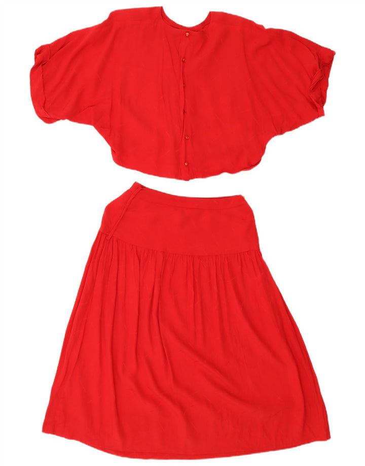 Set gonna vintage oversize in 2 pezzi da donna UK 14 medio W26 rosso