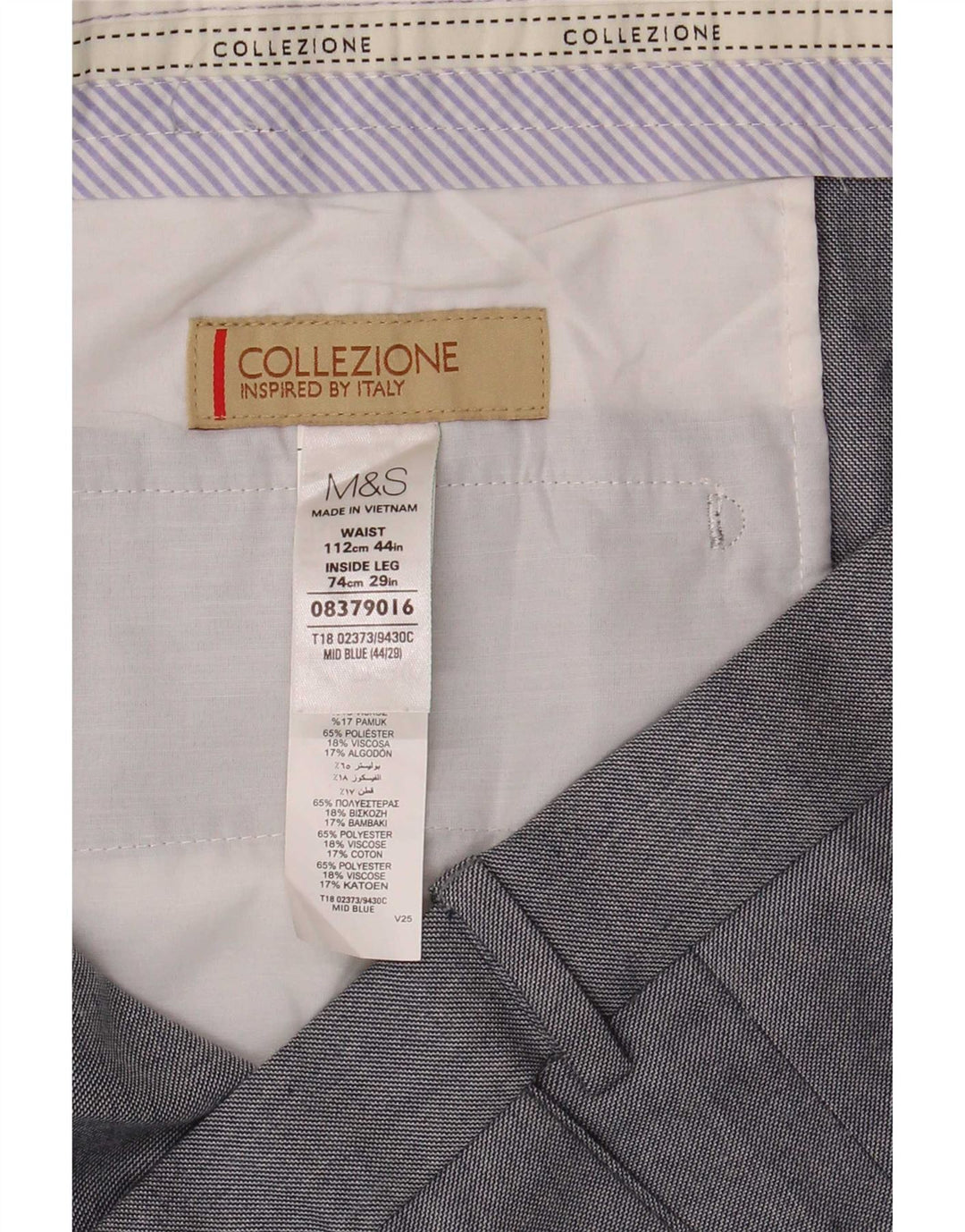 Pantaloni chino dritti da uomo Marks & Spencer W44 L29 poliestere grigio