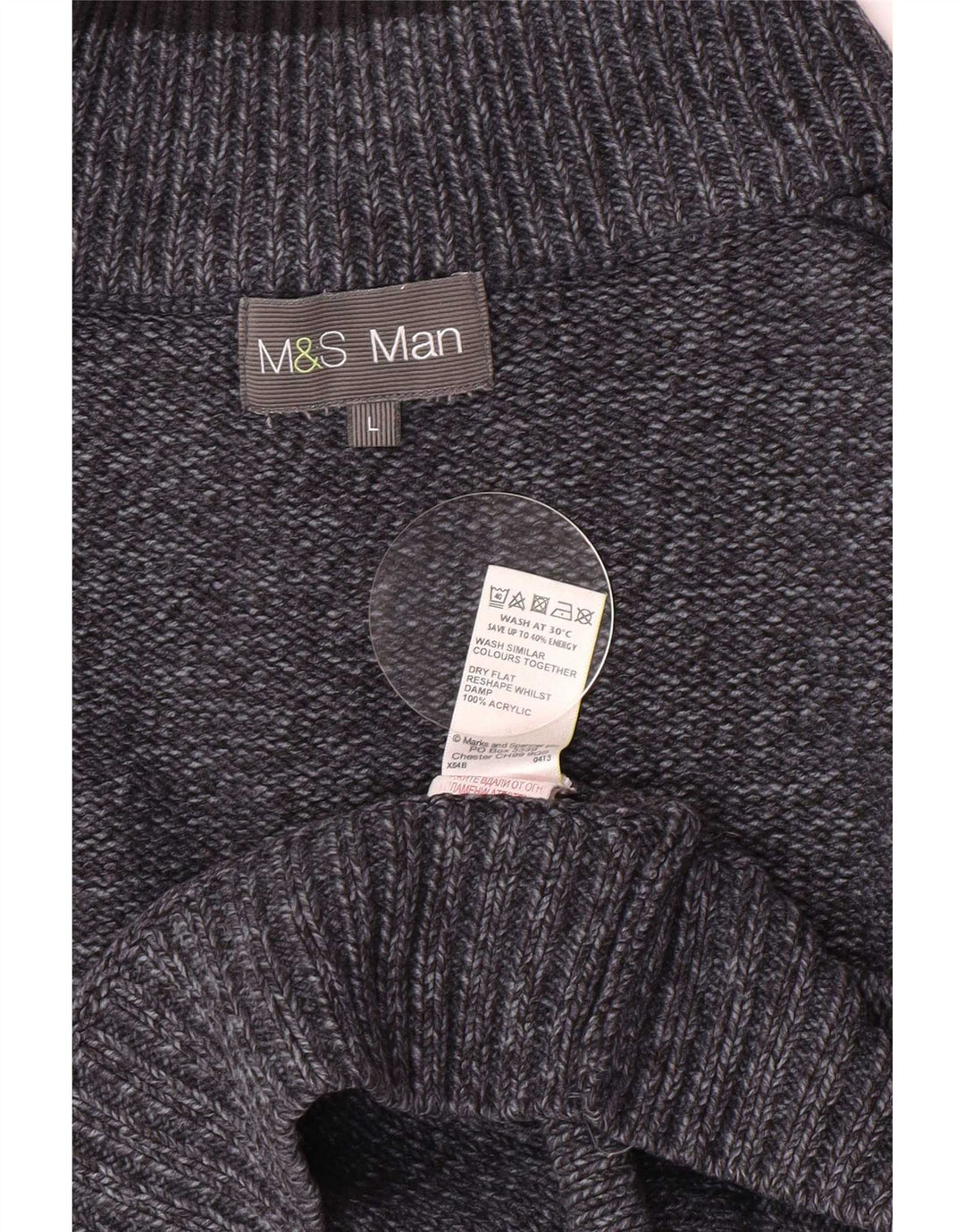 Maglione da uomo Marks & Spencer con bottoni e collo grande blu navy screziato
