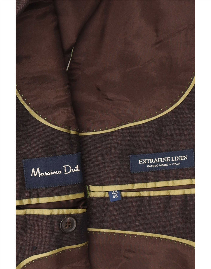 Giacca blazer da uomo a 3 bottoni Massimo Dutti EU 56 XL Lino marrone