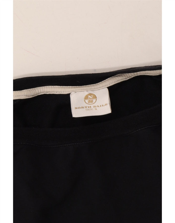 NORTH SAILS Womens Crop Off Shoulder Top UK 10 Small Black Colourblock Vintage North Sails and Second-Hand North Sails from Messina Hembry 