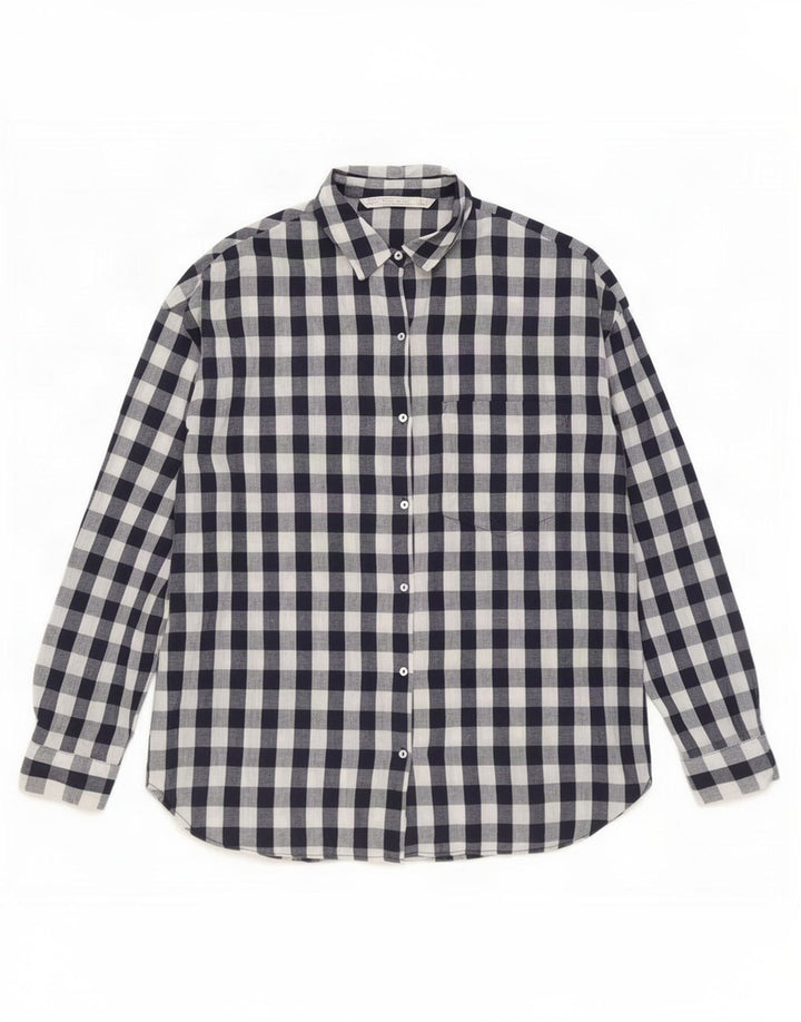 Camicia oversize Trafaluc da donna Zara UK 10 piccola a quadretti blu navy