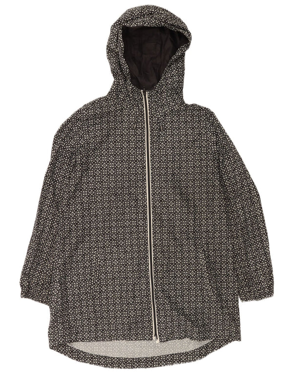 Impermeabile con cappuccio da donna Marks & Spencer UK 14 medio nero geometrico