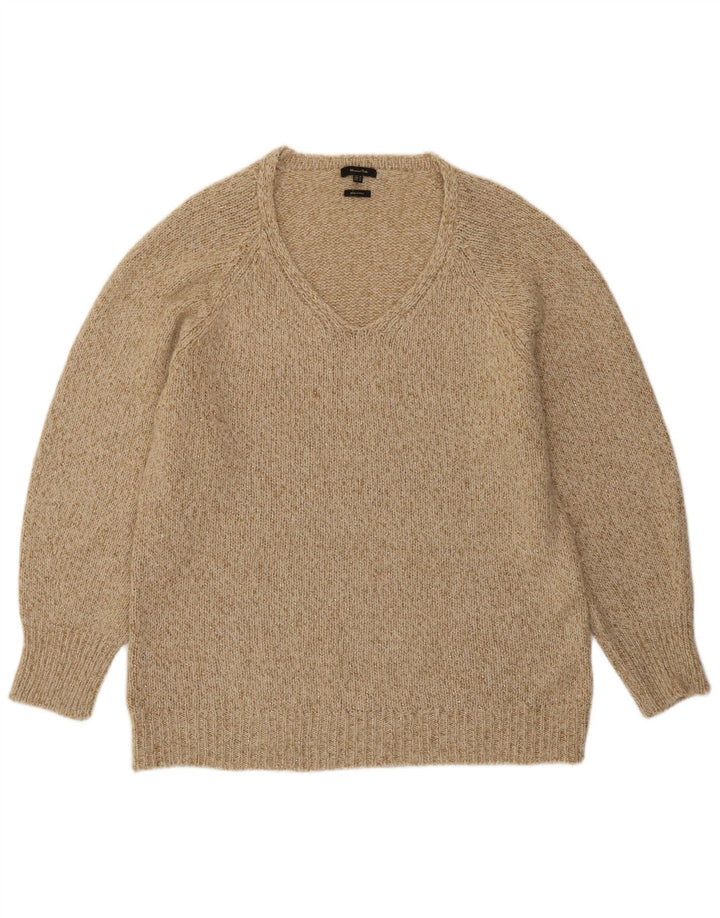 Massimo Dutti Maglione da donna con scollo a V UK 14 Lana screziata beige medio