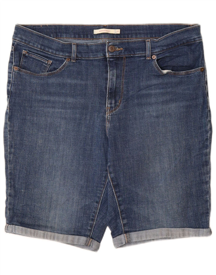 LEVI'S Bermuda da donna in denim, pantaloncini W32 grandi in cotone blu