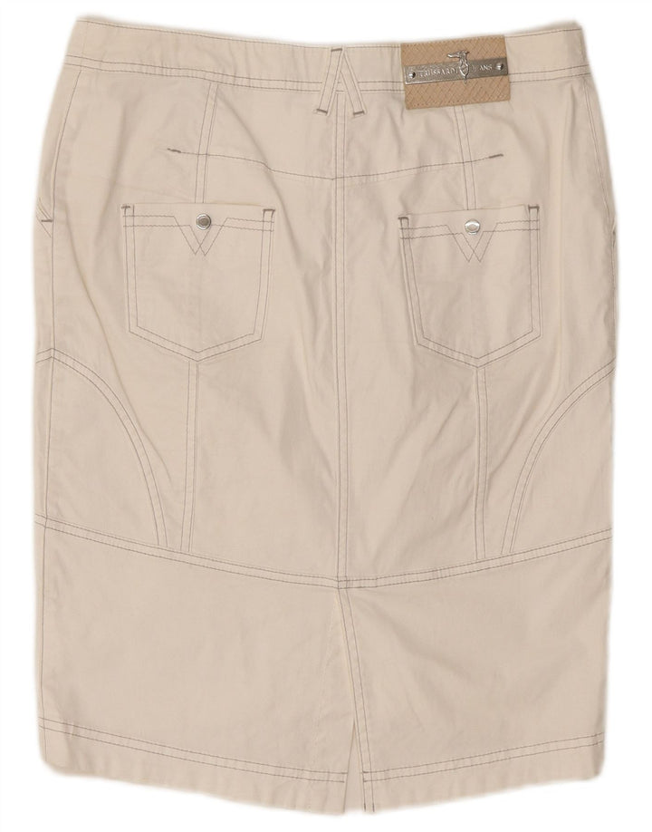 Gonna Tubino Donna Trussardi Jeans IT 44 Media W30 Cotone Bianco