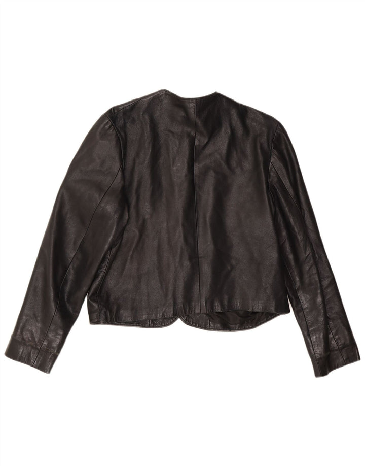 Giacca in pelle vintage da donna UK 12 media nera