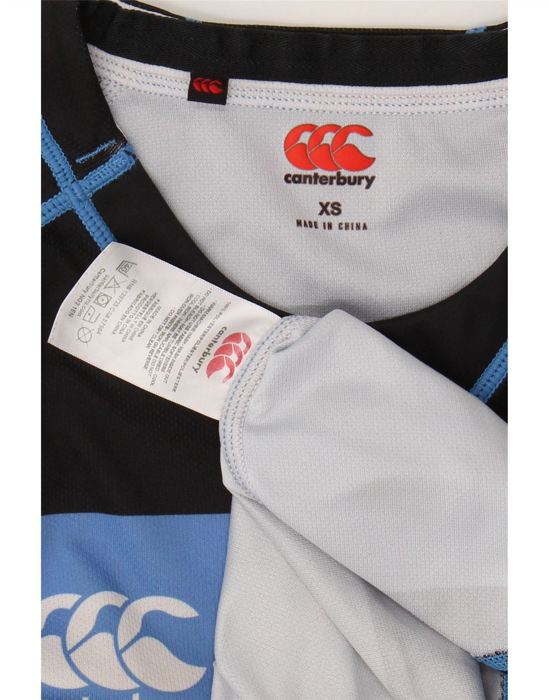 Canterbury T-shirt da uomo Top XS in poliestere a righe blu