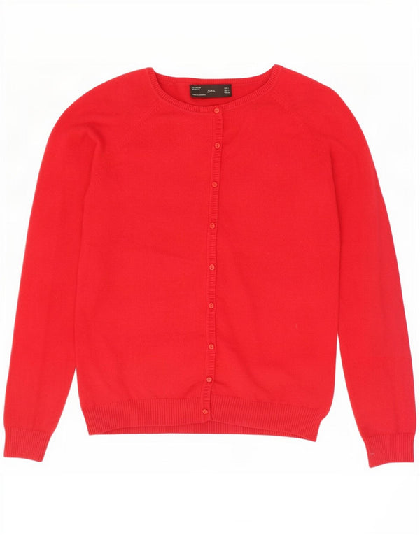 Maglione cardigan da donna Zara UK 14 grande cotone rosso