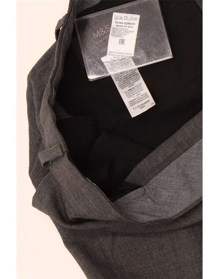 MARKS & SPENCER Pantaloni da abito dritti da uomo W42 L31 Poliestere grigio