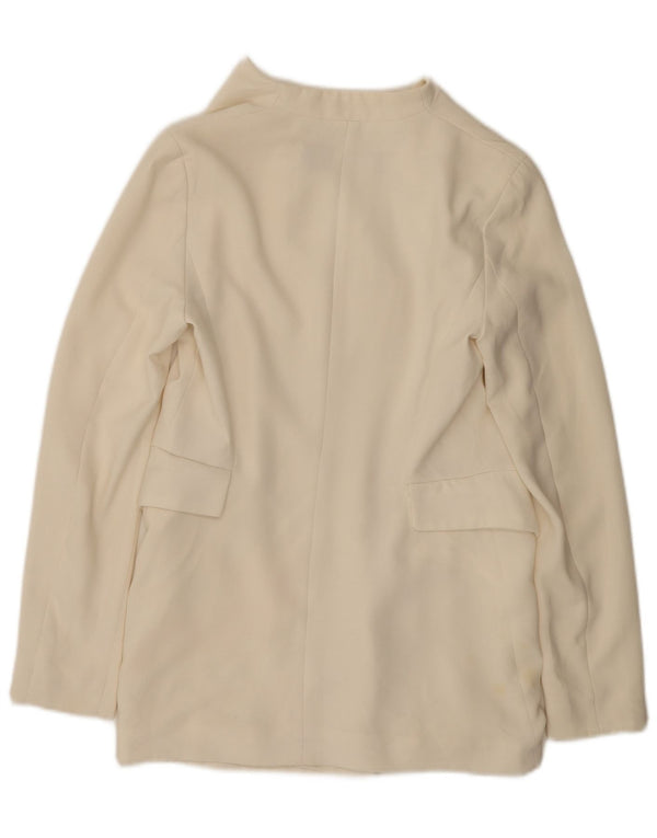 Giacca blazer aperta da donna Zara UK 10 piccola in poliestere bianco sporco