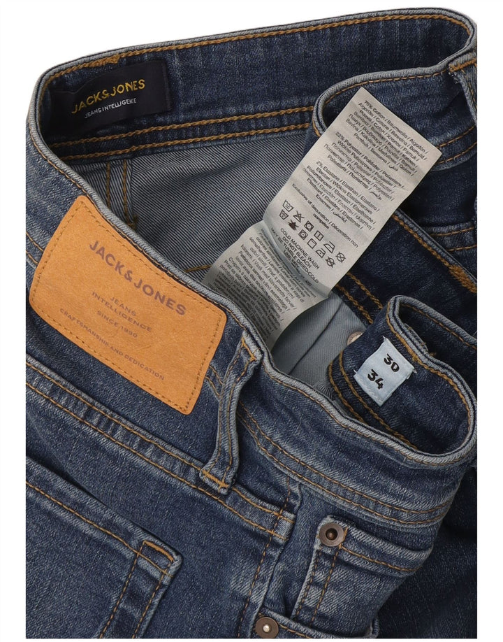 Jack & Jones Uomo GLENN Slim Jeans W30 L34 Cotone Blu