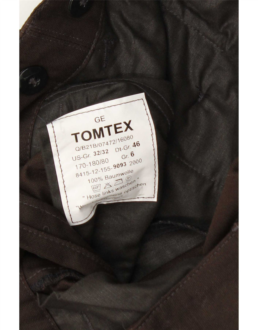 Pantaloni cargo dritti da uomo vintage W32 L32 in cotone marrone