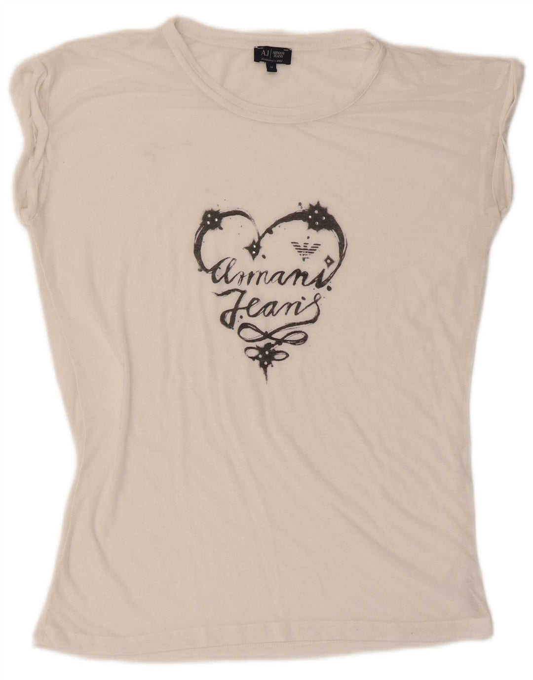 T-shirt grafica da donna Armani Jeans Top EU 40 Medium White