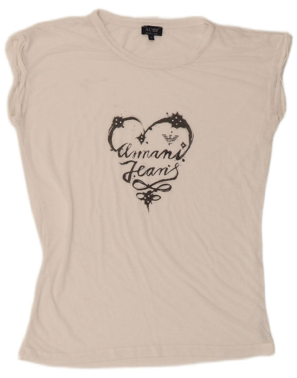 T-shirt grafica da donna Armani Jeans Top EU 40 Medium White