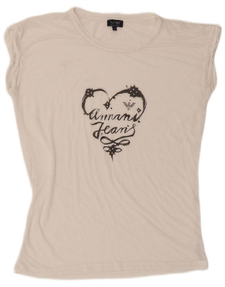 T-shirt grafica da donna Armani Jeans Top EU 40 Medium White