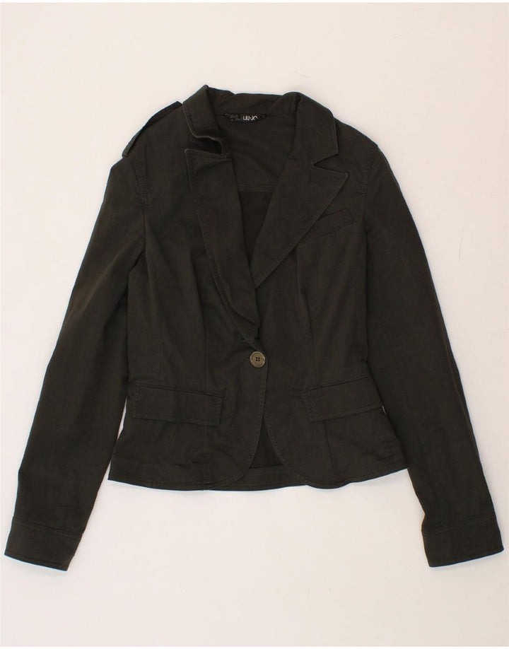 LIU JO Womens 1 Button Blazer Jacket IT 46 Large Black Cotton Vintage Liu Jo and Second-Hand Liu Jo from Messina Hembry 