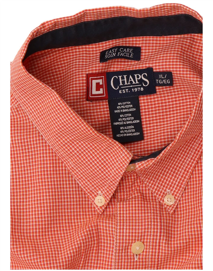 Camicia da uomo Chaps XL in cotone a quadretti arancione