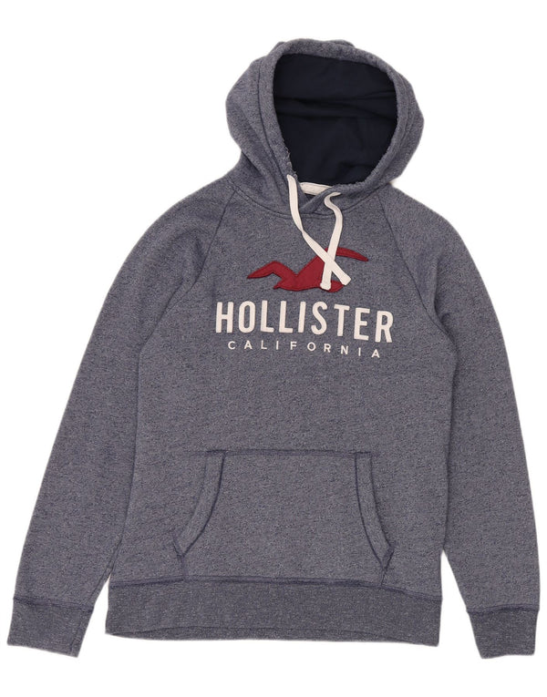 Felpa con cappuccio grafica da uomo HOLLISTER XL in cotone chiazzato blu